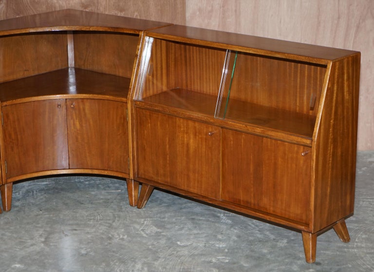 English Vintage 1960's Greaves and Thomas G&T Put U Up Modular Sideboards Glazed Doors For Sale