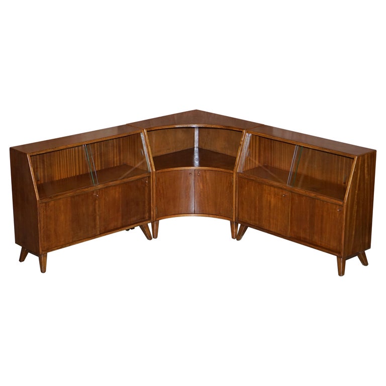 Vintage 1960's Greaves and Thomas G&T Put U Up Modular Sideboards Glazed Doors For Sale