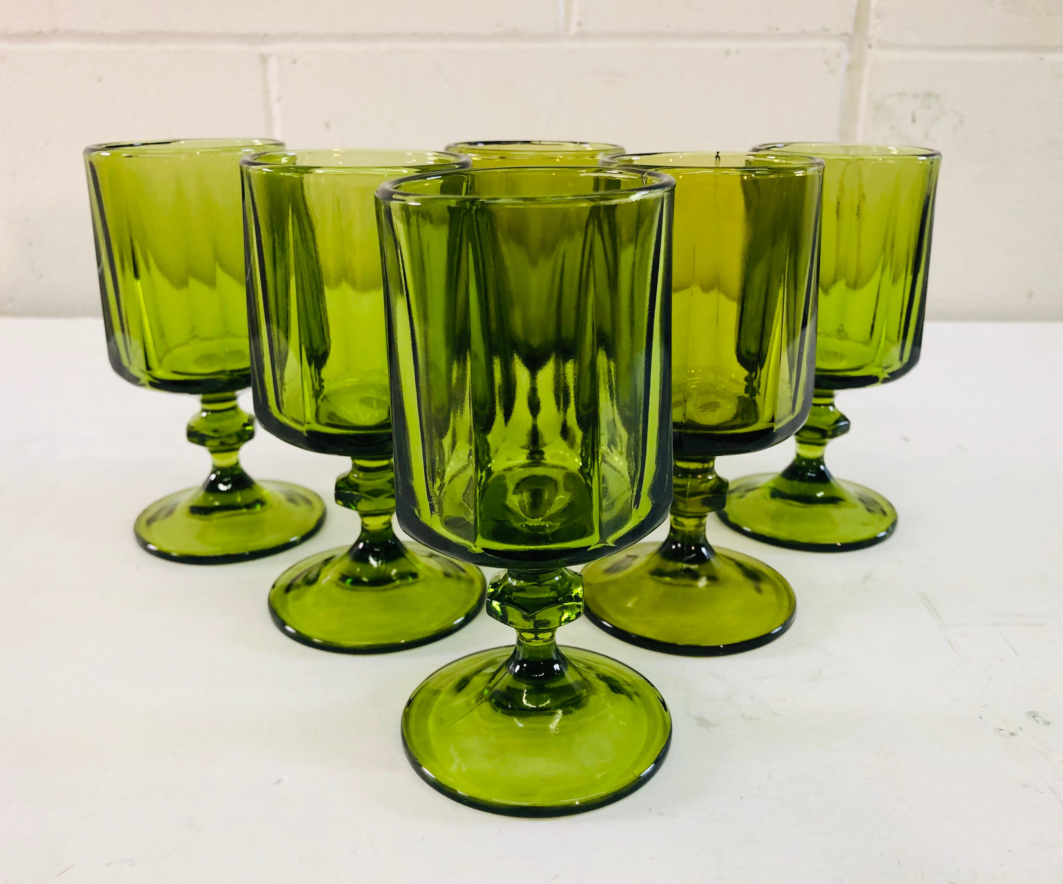 vintage green stem glasses