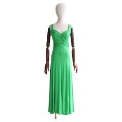 Vintage 1960's Green Jersey Pleated Dress original 1960 Grecian Dress UK 10 US 6