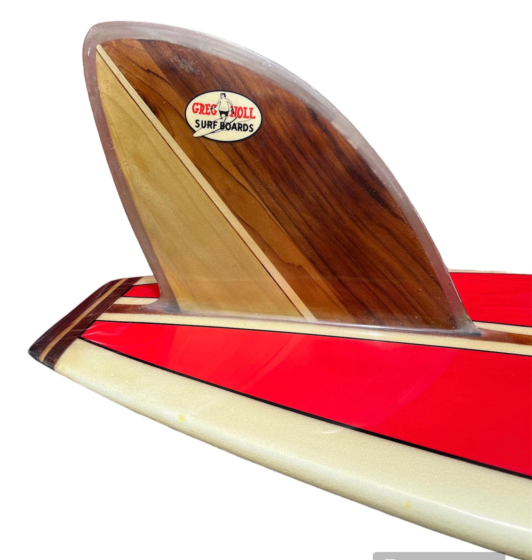 Fiberglass Vintage 1960s Greg Noll “S” stringer model longboard