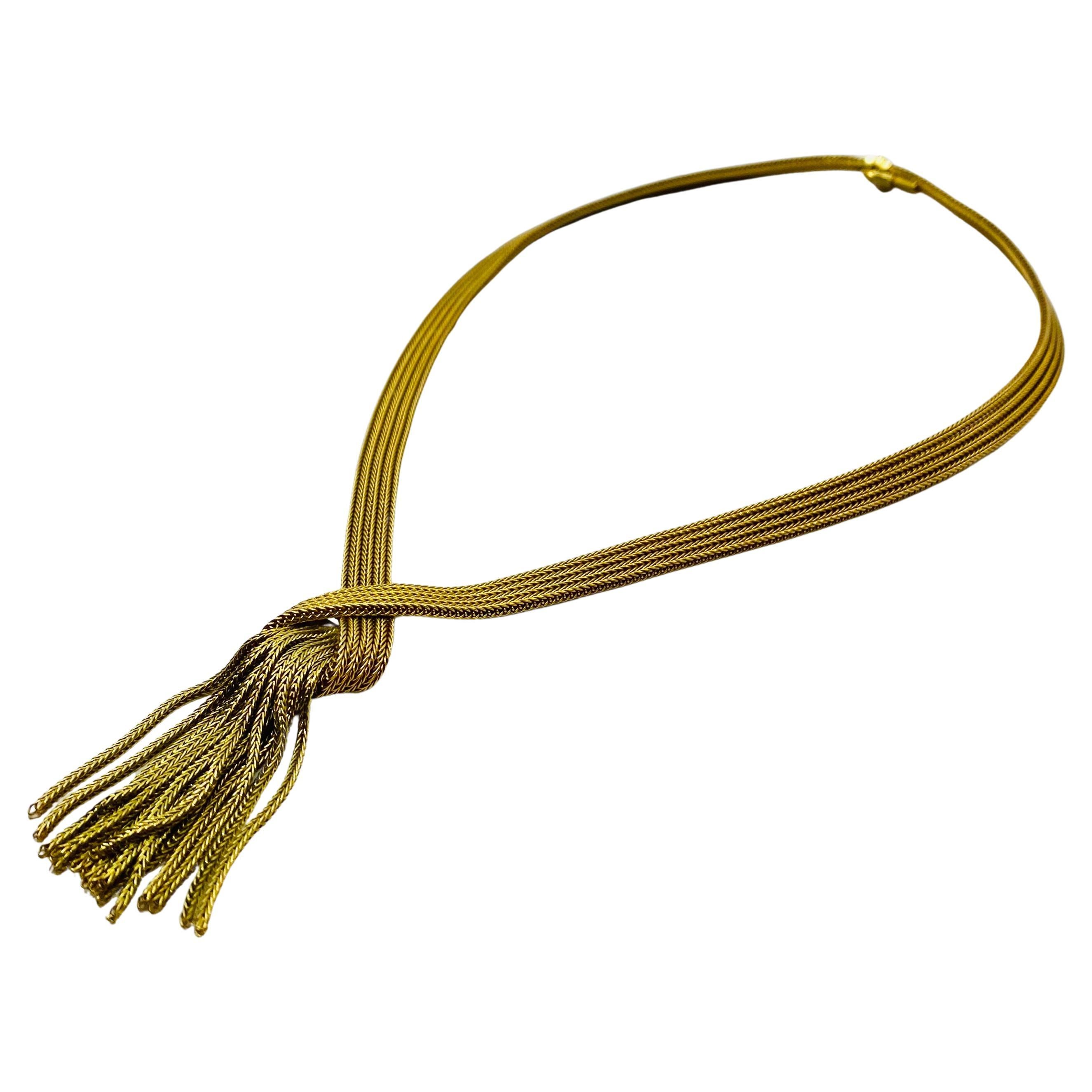 Women's or Men's Vintage 1960s Grossé Marcus Gold Tassel Necklace For Sale