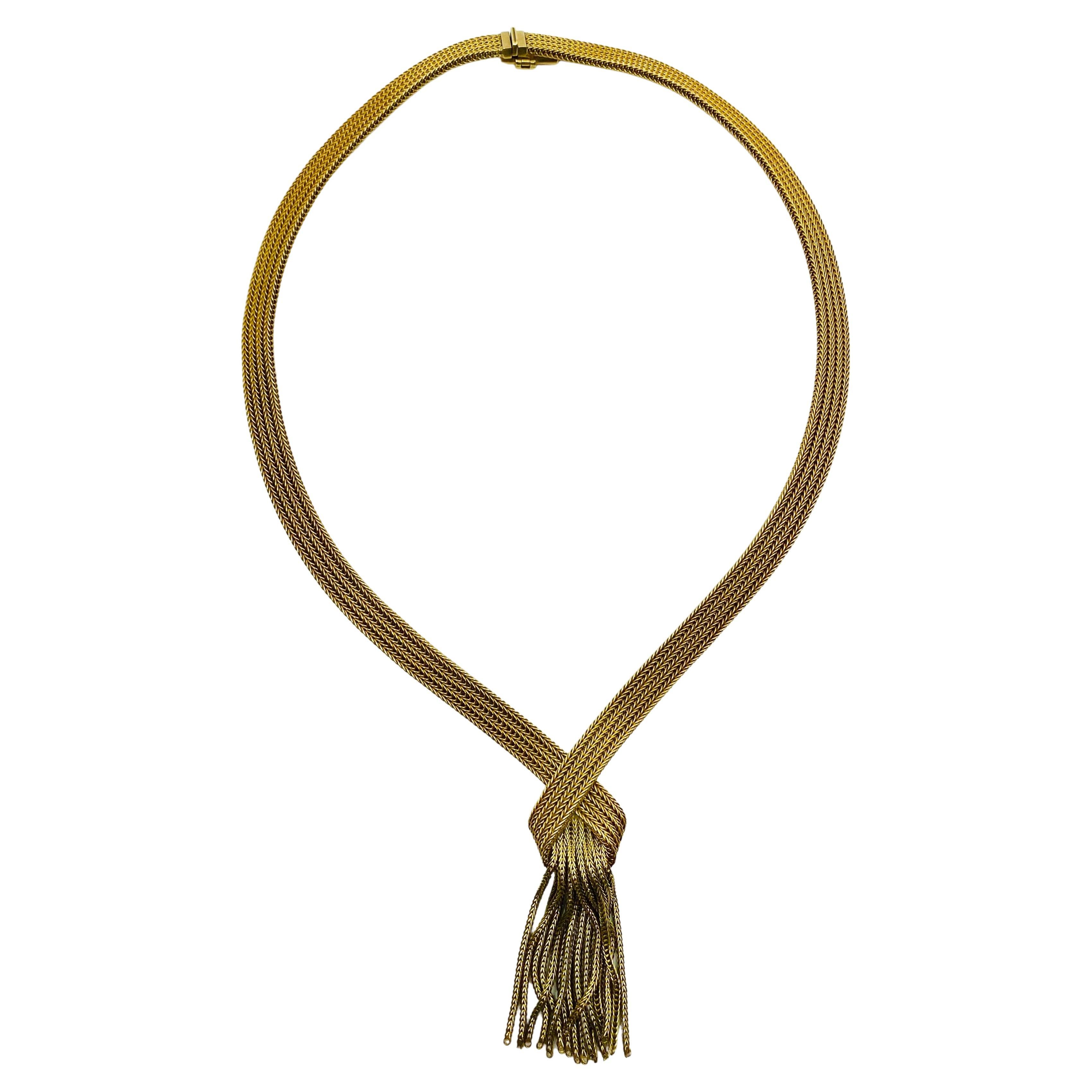 Vintage 1960s Grossé Marcus Gold Tassel Necklace For Sale 1