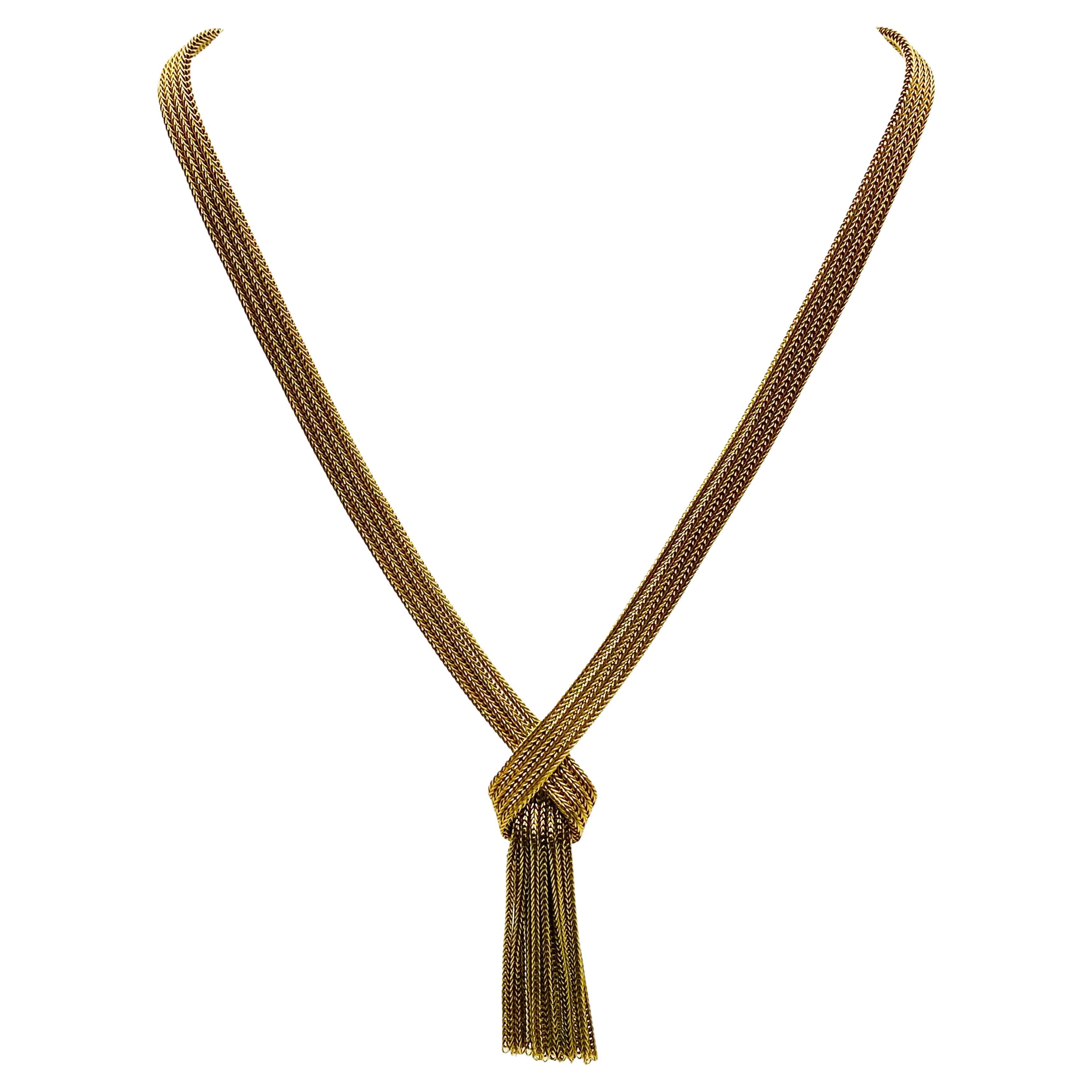 Vintage 1960s Grossé Marcus Gold Tassel Necklace For Sale
