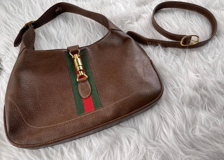 Vintage 1960s Gucci Brown Leather Iconic Jackie O Shoulder Bag
