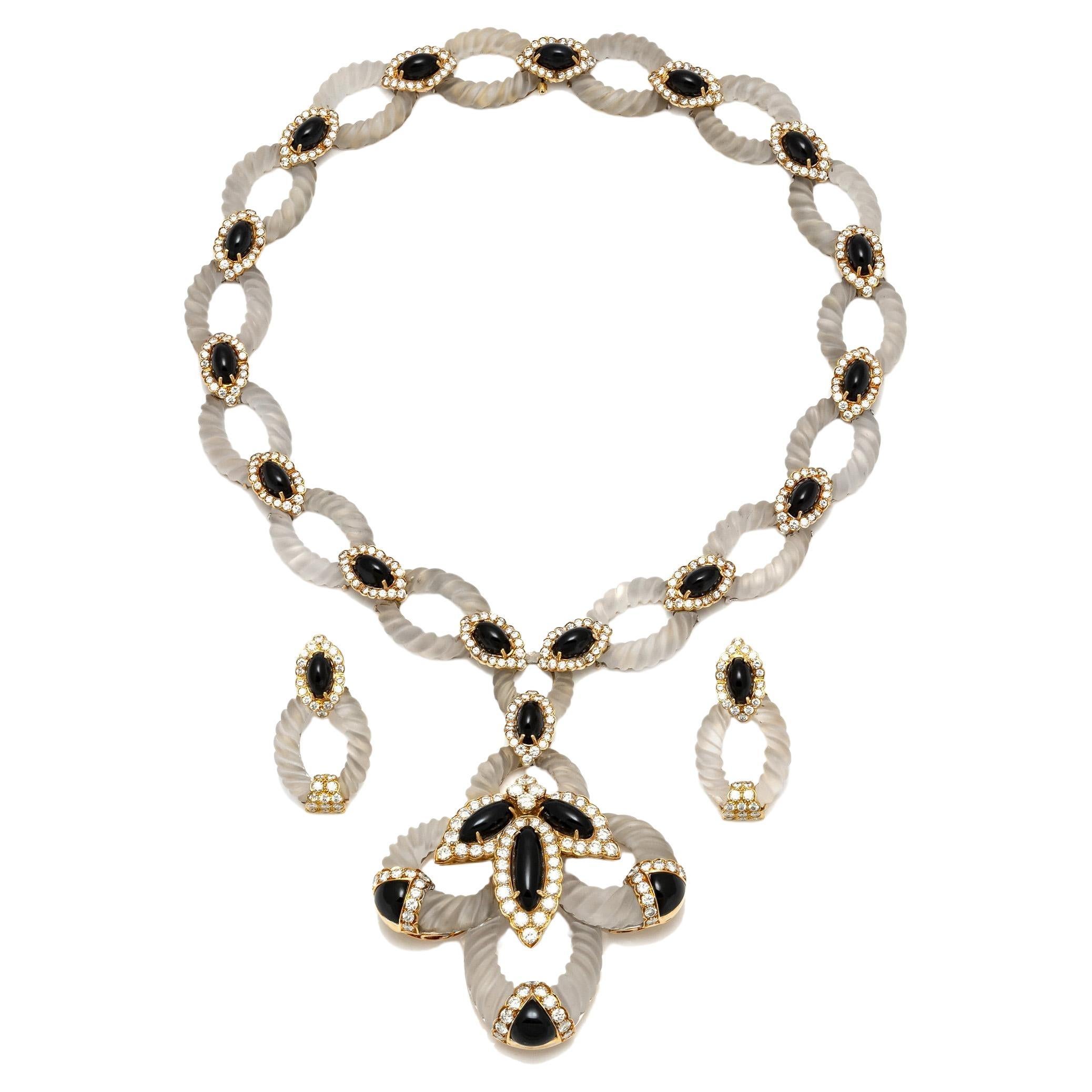 Vintage 1960s Hammerman Brothers Necklace and Earrings Set For Sale