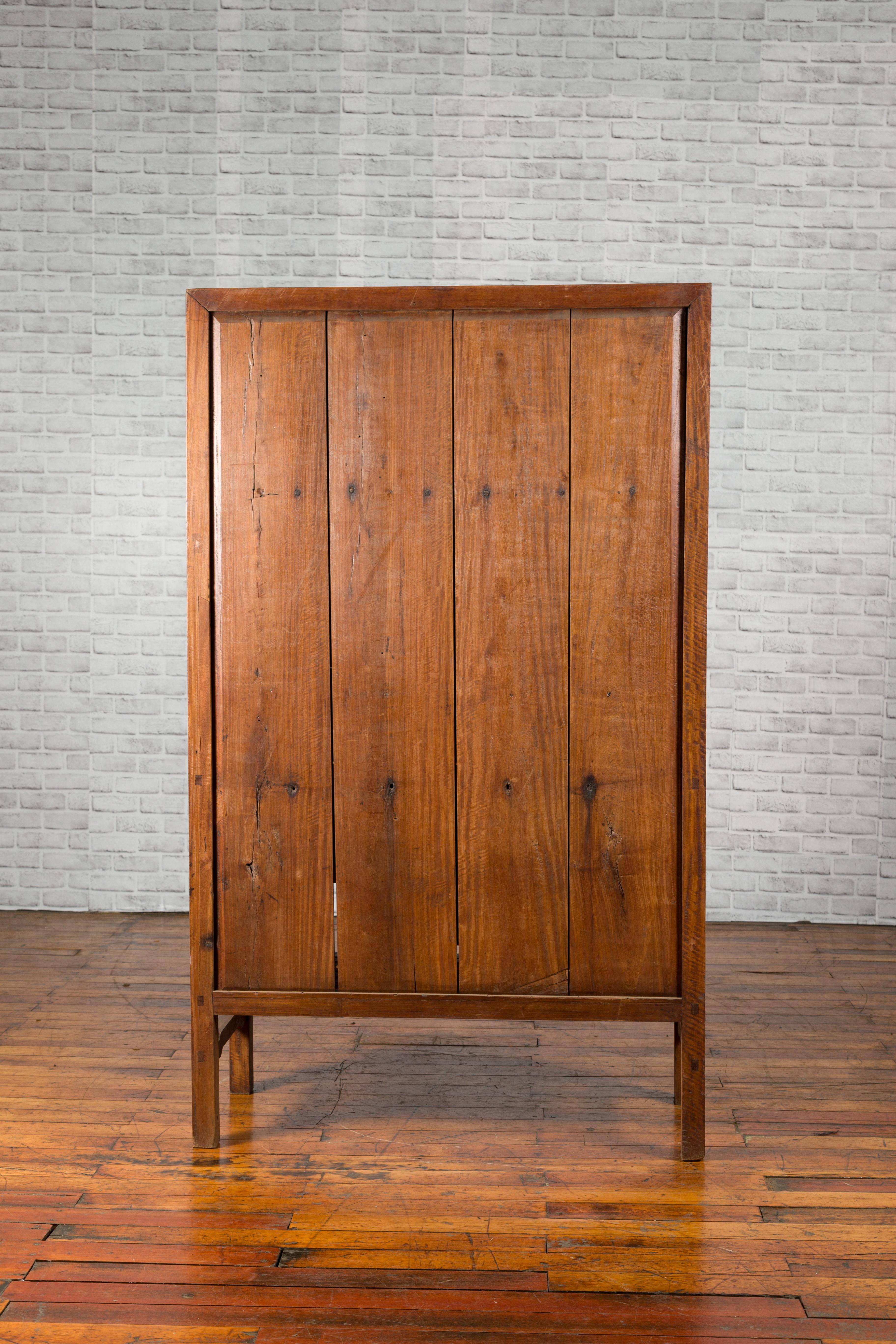 Vintage 1960s Hand-Carved Wooden Armoire from Taiwan with Doors and Drawers For Sale 7