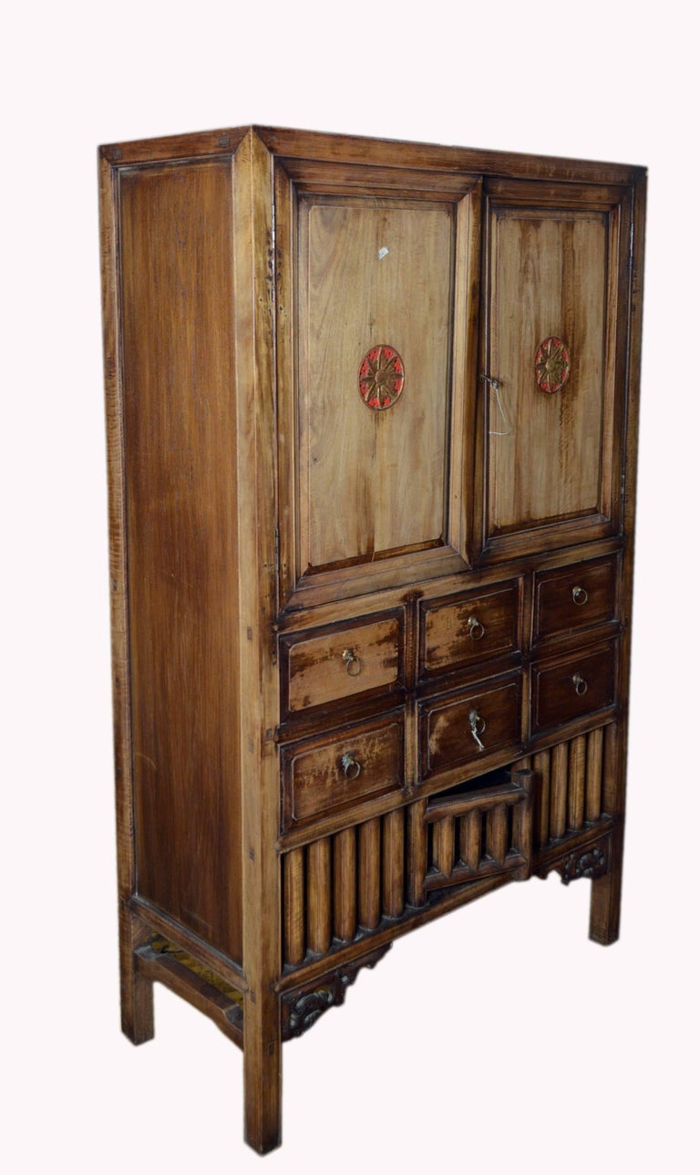 Vintage 1960s HandCarved Wooden Armoire from Taiwan with Doors and