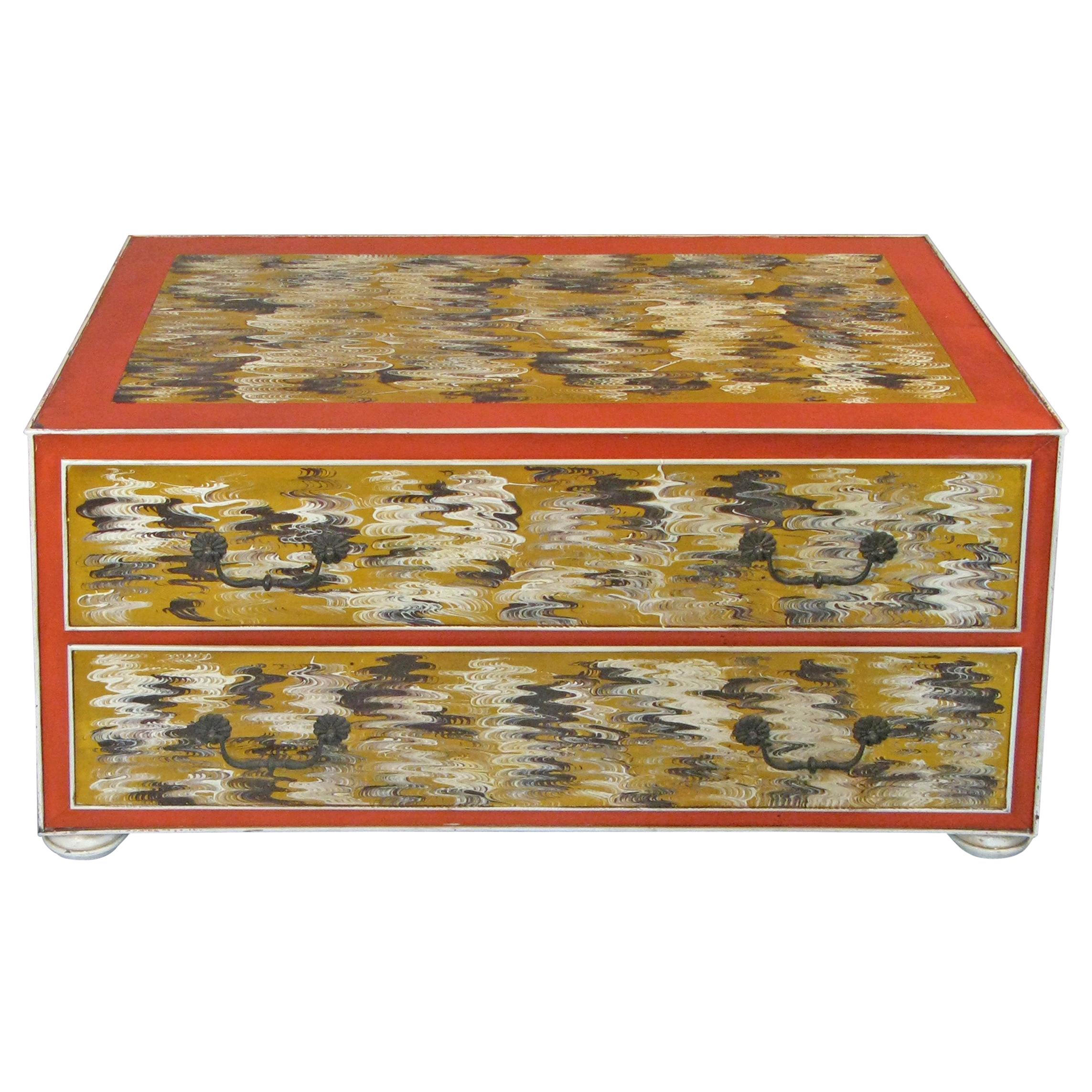 Vintage 1960s Hand Painted Metal Two-Drawer Chest