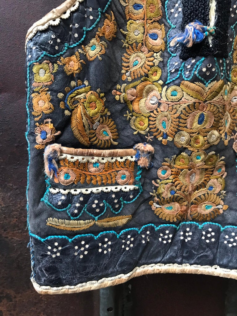 Vintage 1960s Hand Sewn Framed Afghan Waistcoat For Sale at 1stDibs