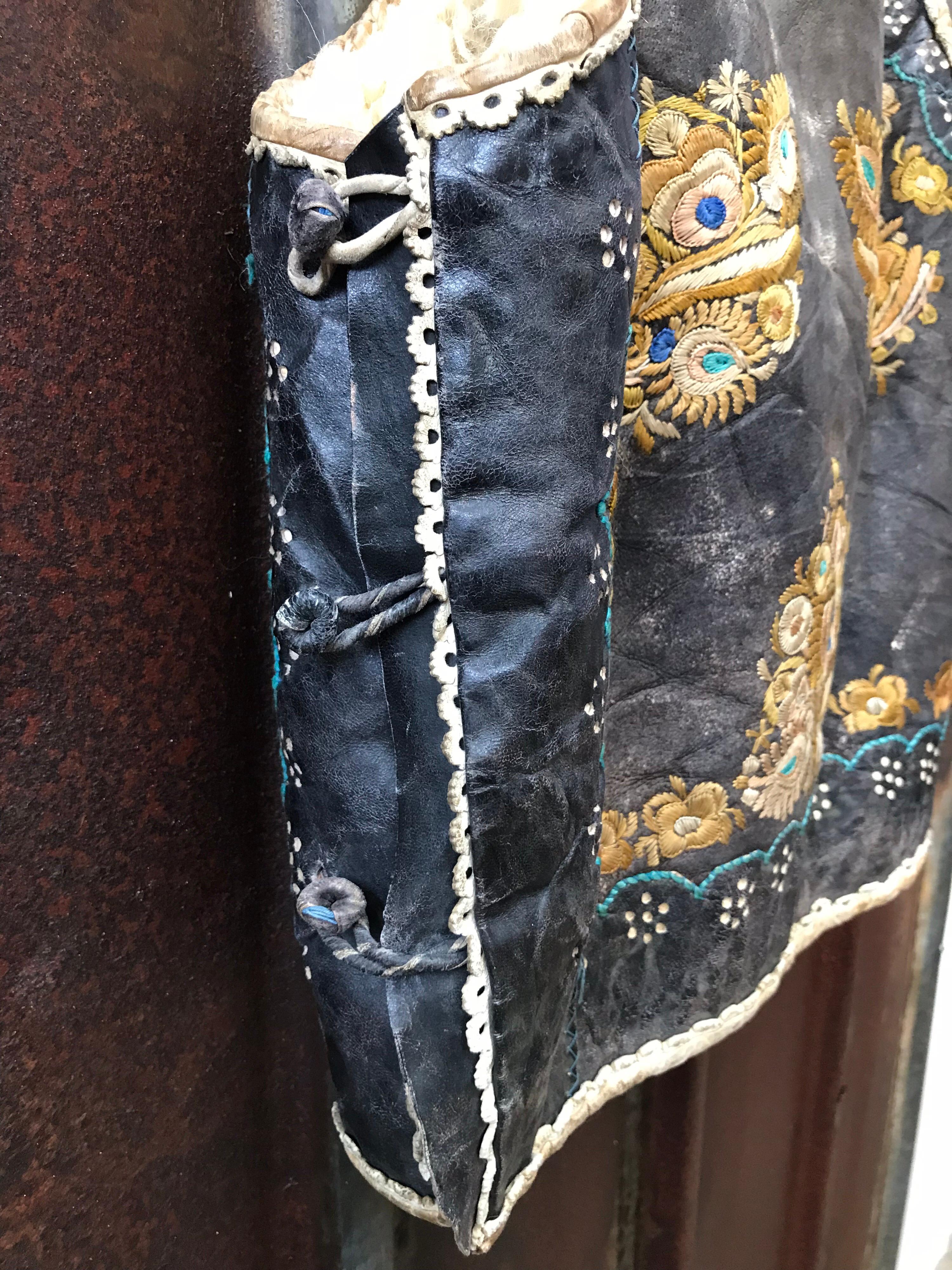 Needlework Vintage 1960s Hand Sewn Framed Afghan Waistcoat For Sale