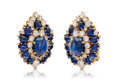 Vintage 1960er Harry Winston Cabochon-Saphir- und Diamant-Ohrringe, Vintage