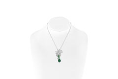 Vintage 1960s Harry Winston Diamond Cluster and Emerald Drop Brooch/Pendant