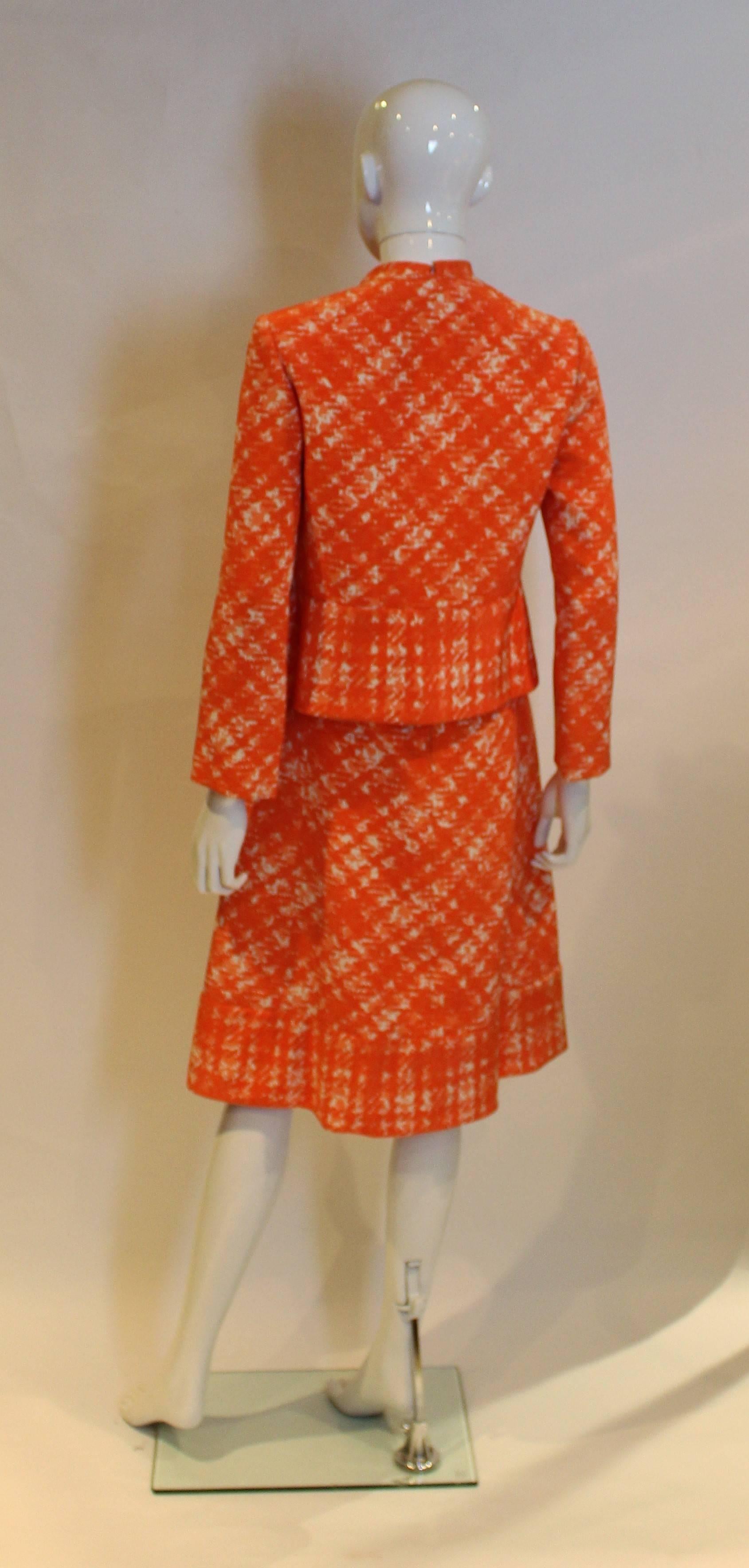 Red Vintage 1960s Haute Couture Balmain Dress and Jacket For Sale