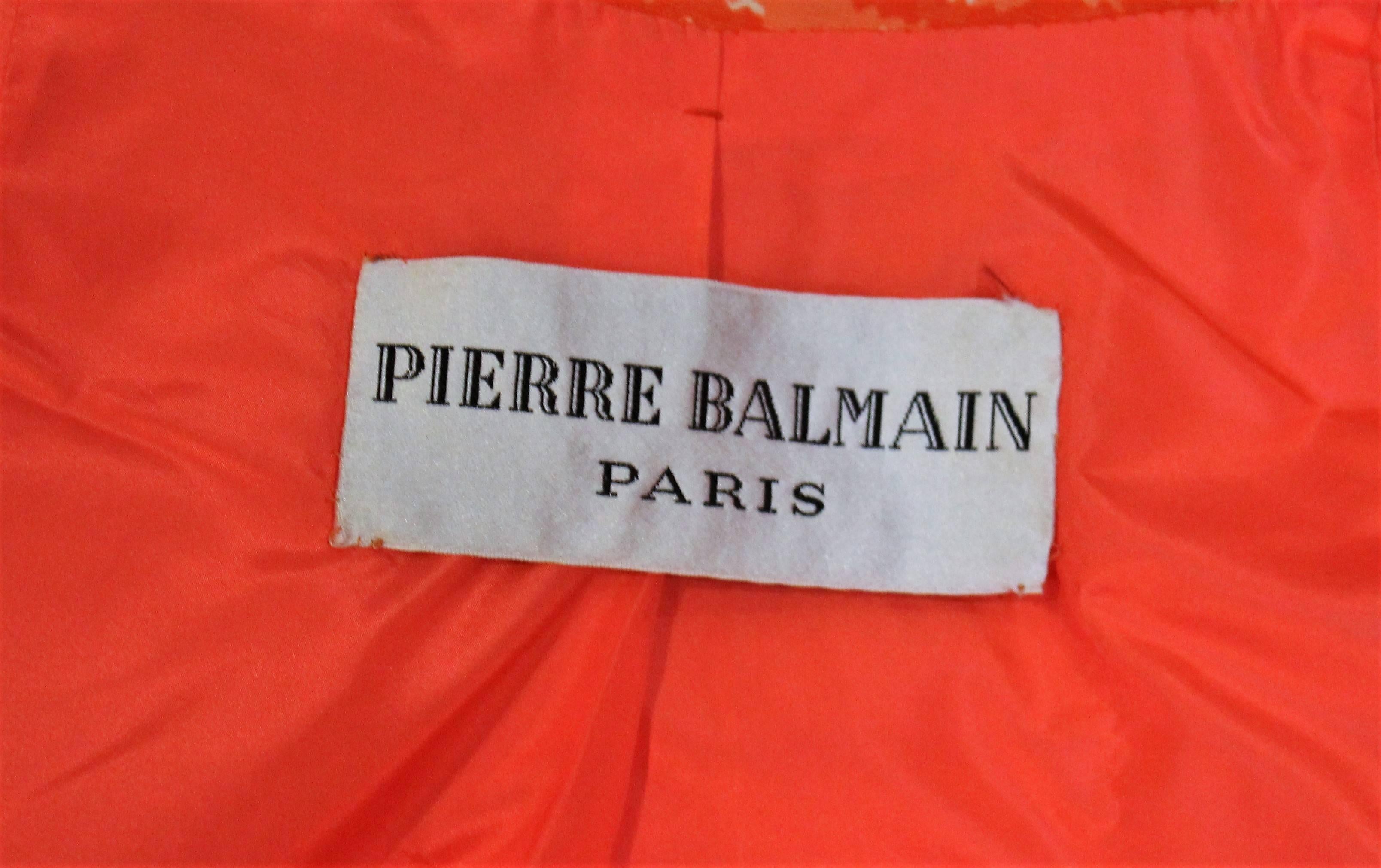 Vintage 1960s Haute Couture Balmain Dress and Jacket For Sale 2