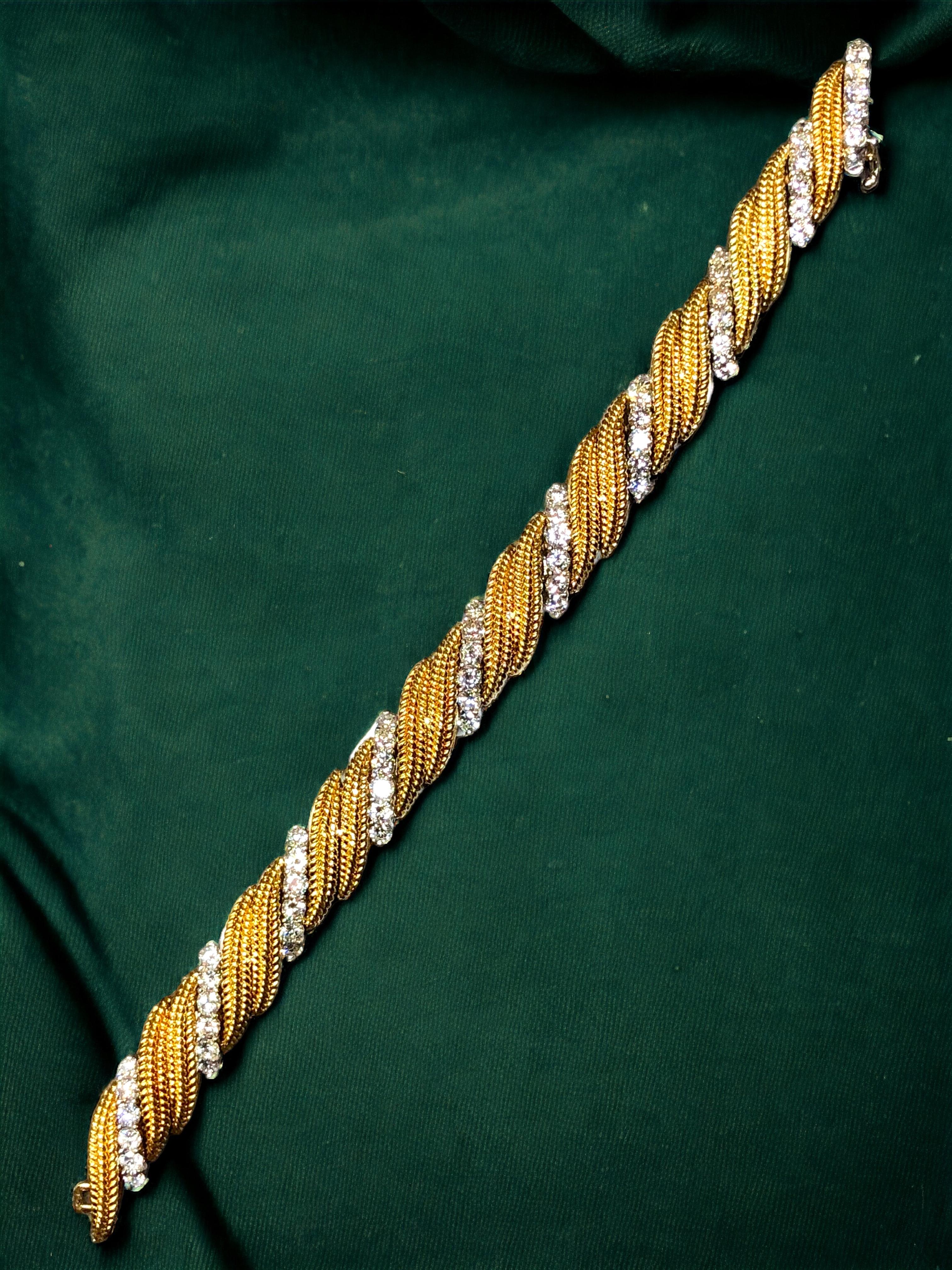 Brazalete de cuerda de diamantes de 18 quilates vintage de los años 60 6 ct F Vs Cierre oculto 6,75 en venta 4