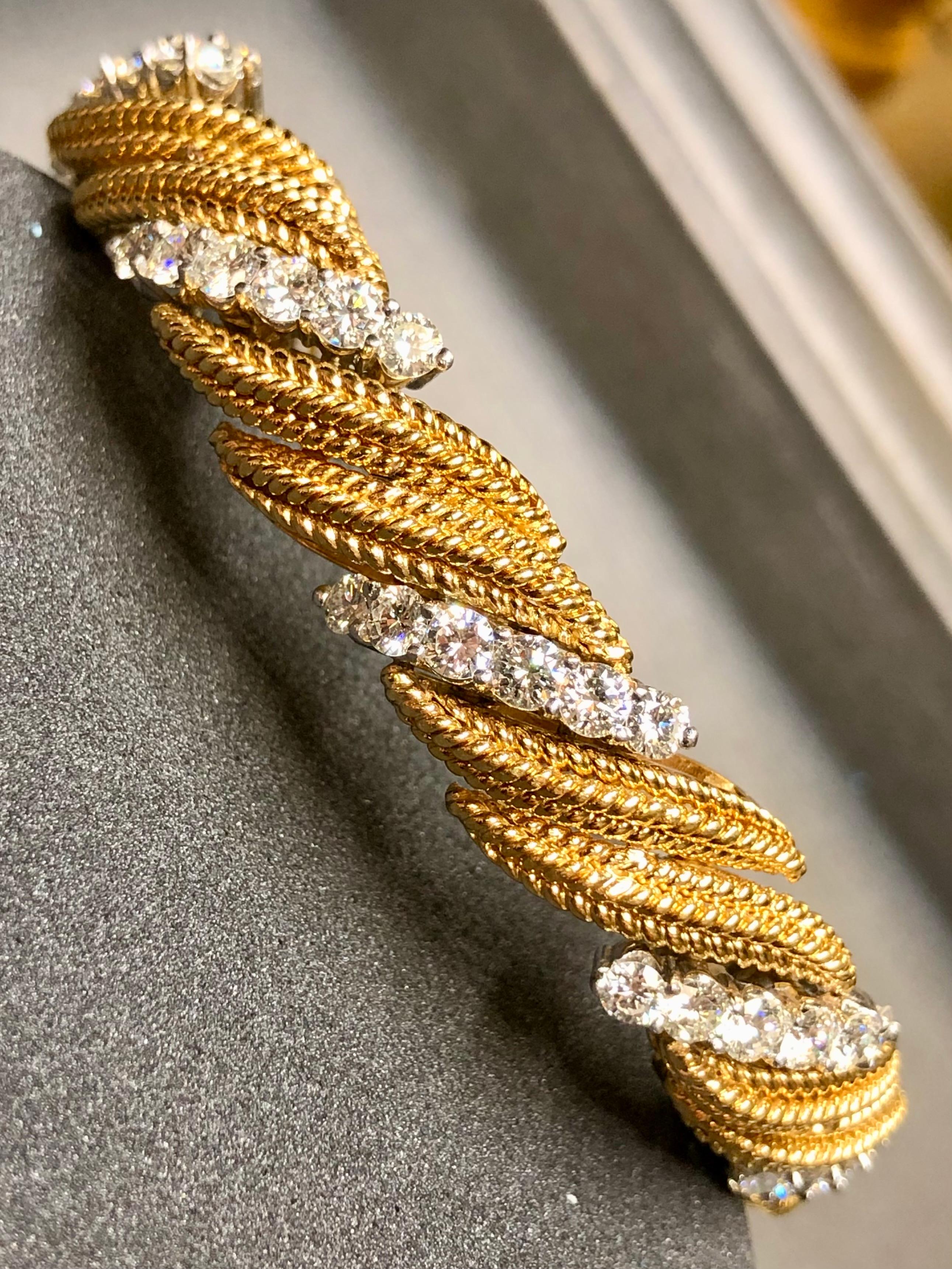 Brazalete de cuerda de diamantes de 18 quilates vintage de los años 60 6 ct F Vs Cierre oculto 6,75 en venta 3