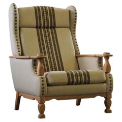 Vintage 1960s Hochlehner Sessel aus massiver Eiche, Stil von Henning Kjærnulf