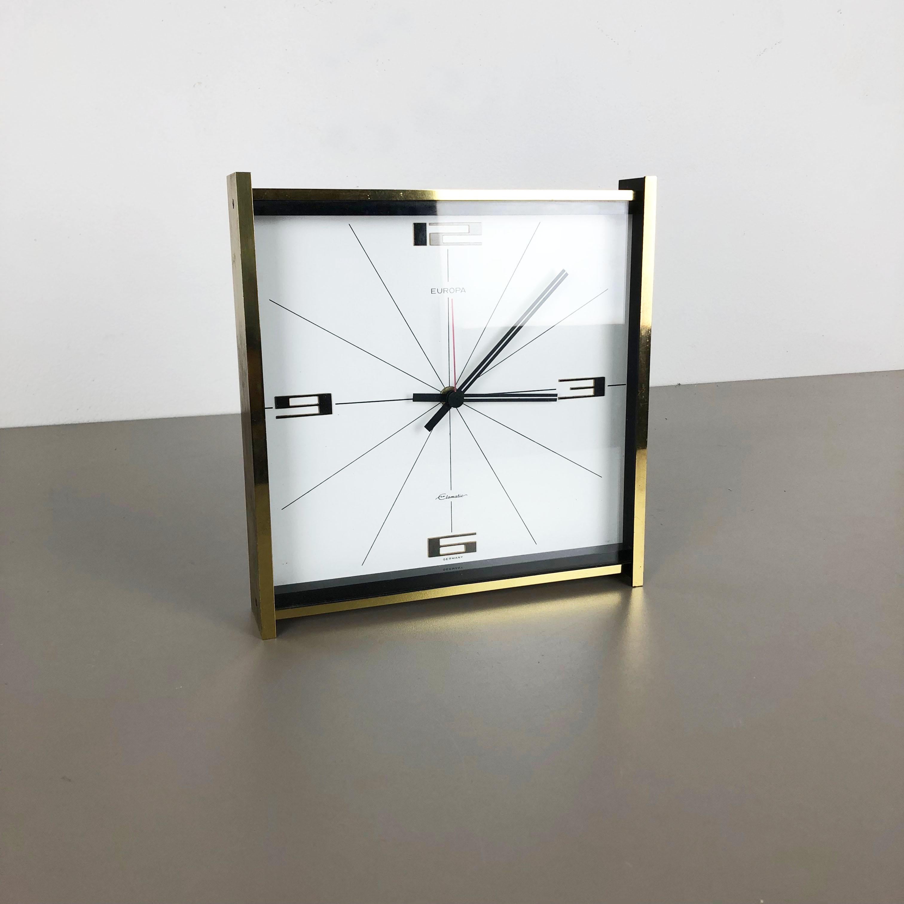 Article:

Table clock



Origin:

Germany


Producer:

EUROPA (original clockwork ate the back made by Junghans)


Age:

1960s





This original vintage table clock was produced in the 1960s by the premium clock producer