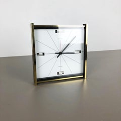 Vintage 1960s Hollywood Regency Brass Table Clock Europa Junghans, Germany
