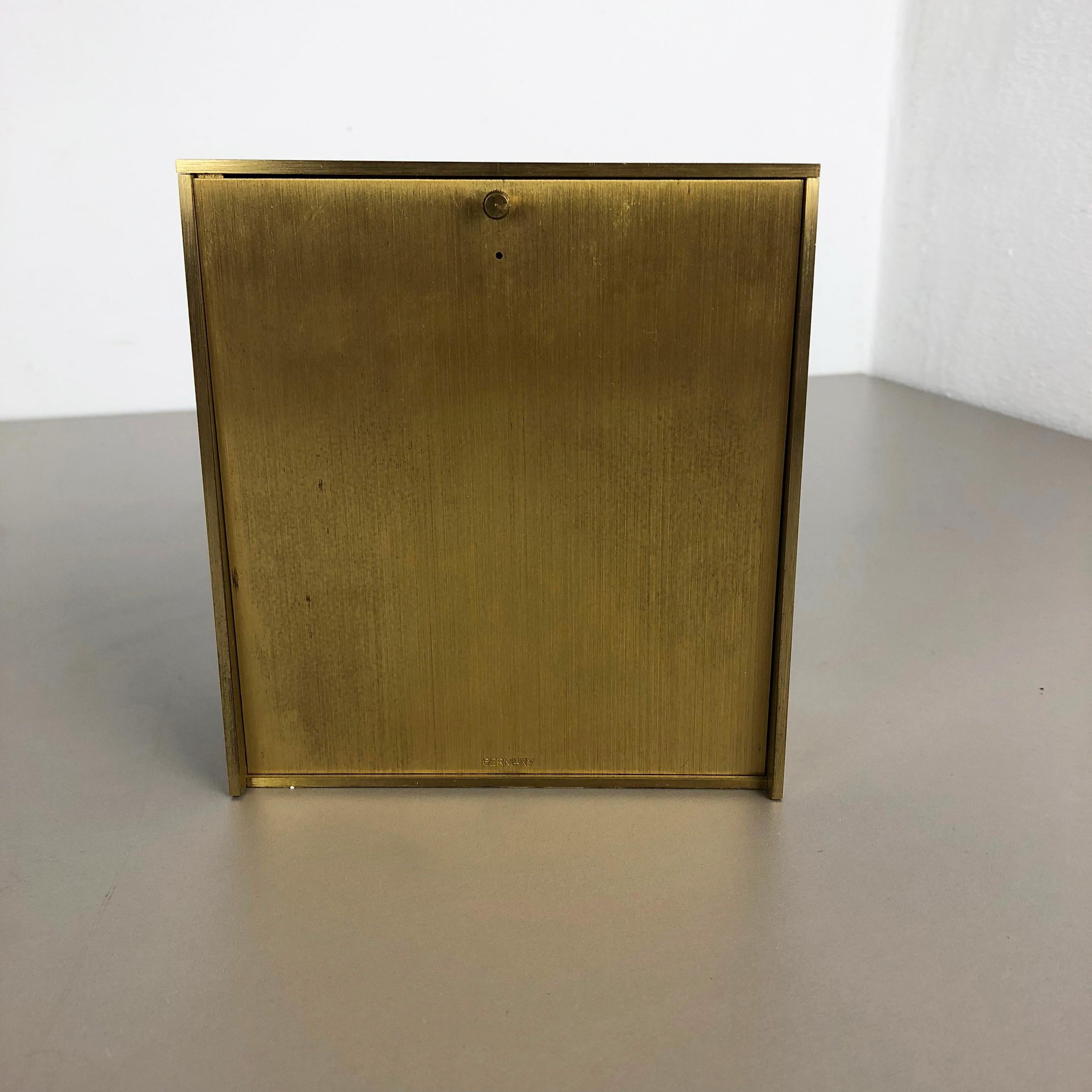 Vintage 1960s Hollywood Regency Brass Table Clock Junghans Electronic, Germany 7