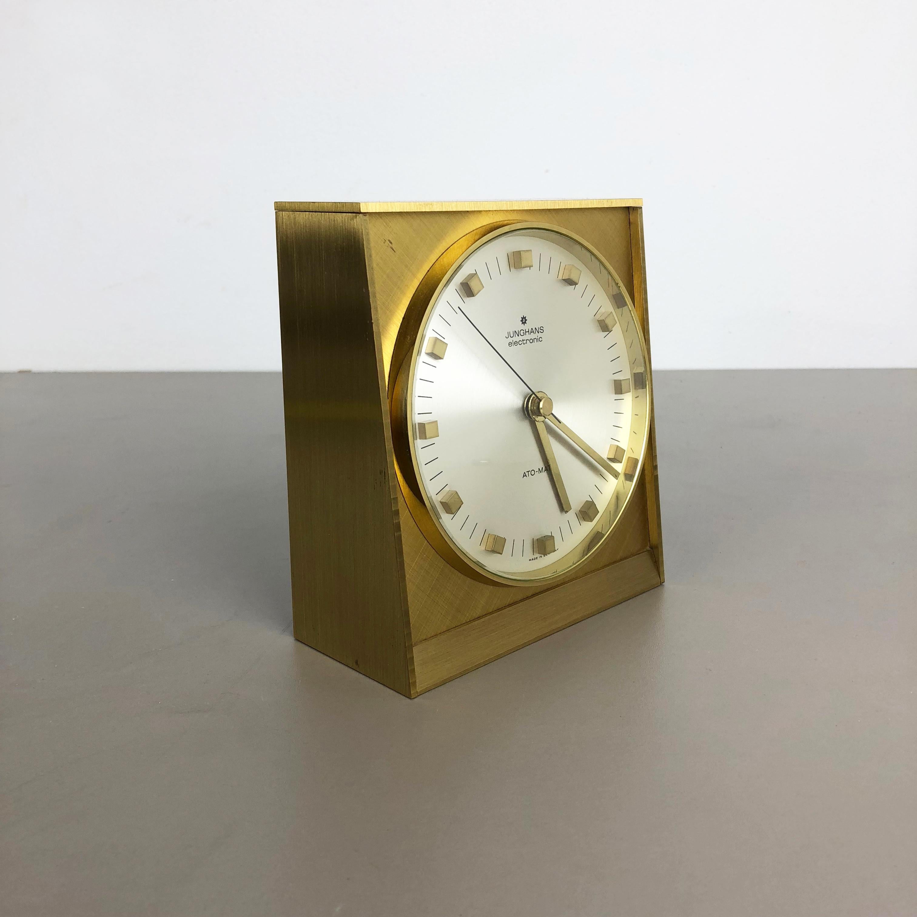 Article:

Table clock



Origin:

Germany


Producer:

Junghans Electronic, Germany


Age:

1960s



Description:

This original vintage table clock was produced in the 1960s by the premium clock producer Junghans in Germany.