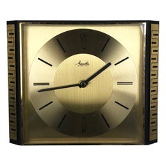 Vintage 1960s Hollywood Regency Brass Wall Clock Mauthe Electric, Germany