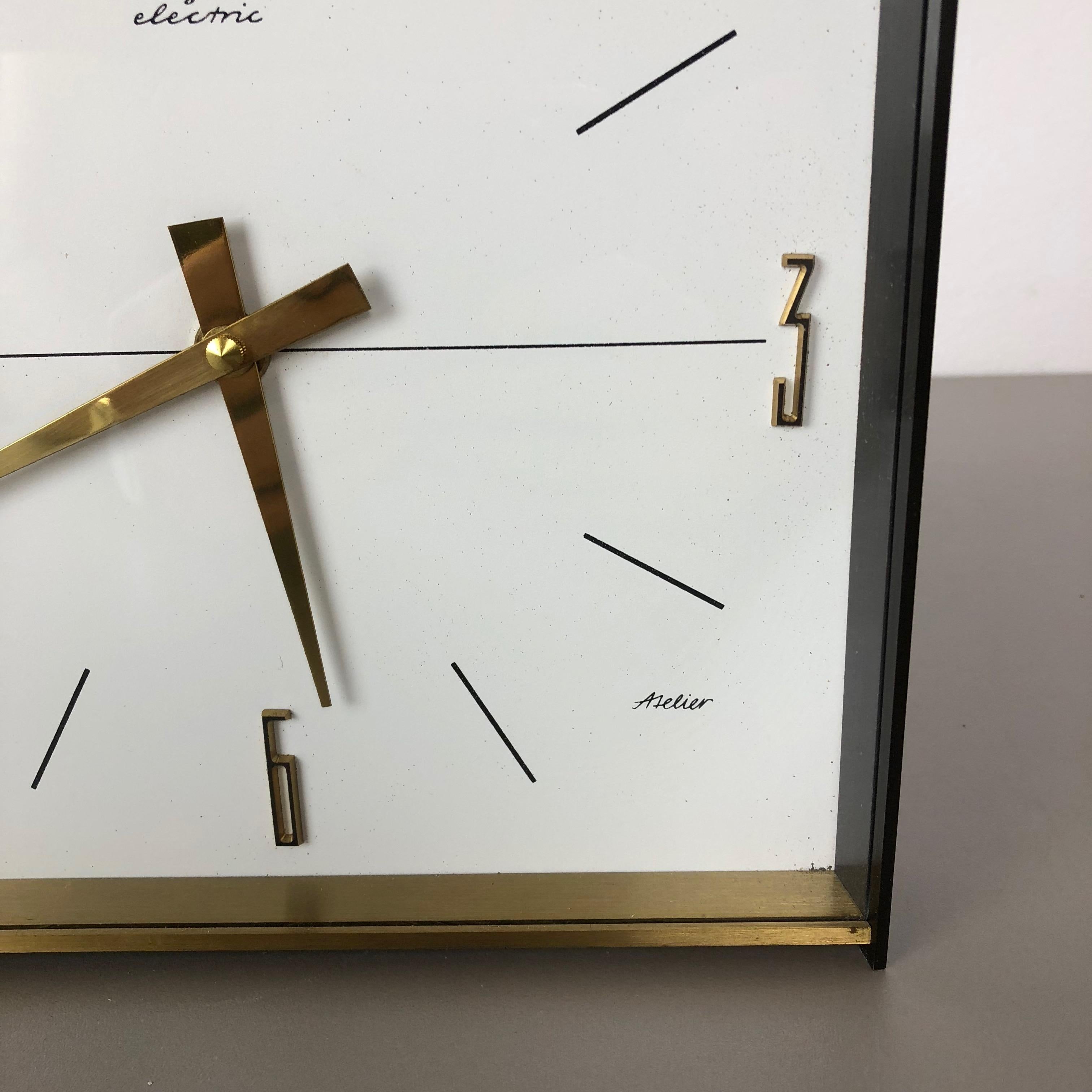 20th Century Vintage 1960s Hollywood Regency Brass Wall Table Clock Dugena Electric, Germany