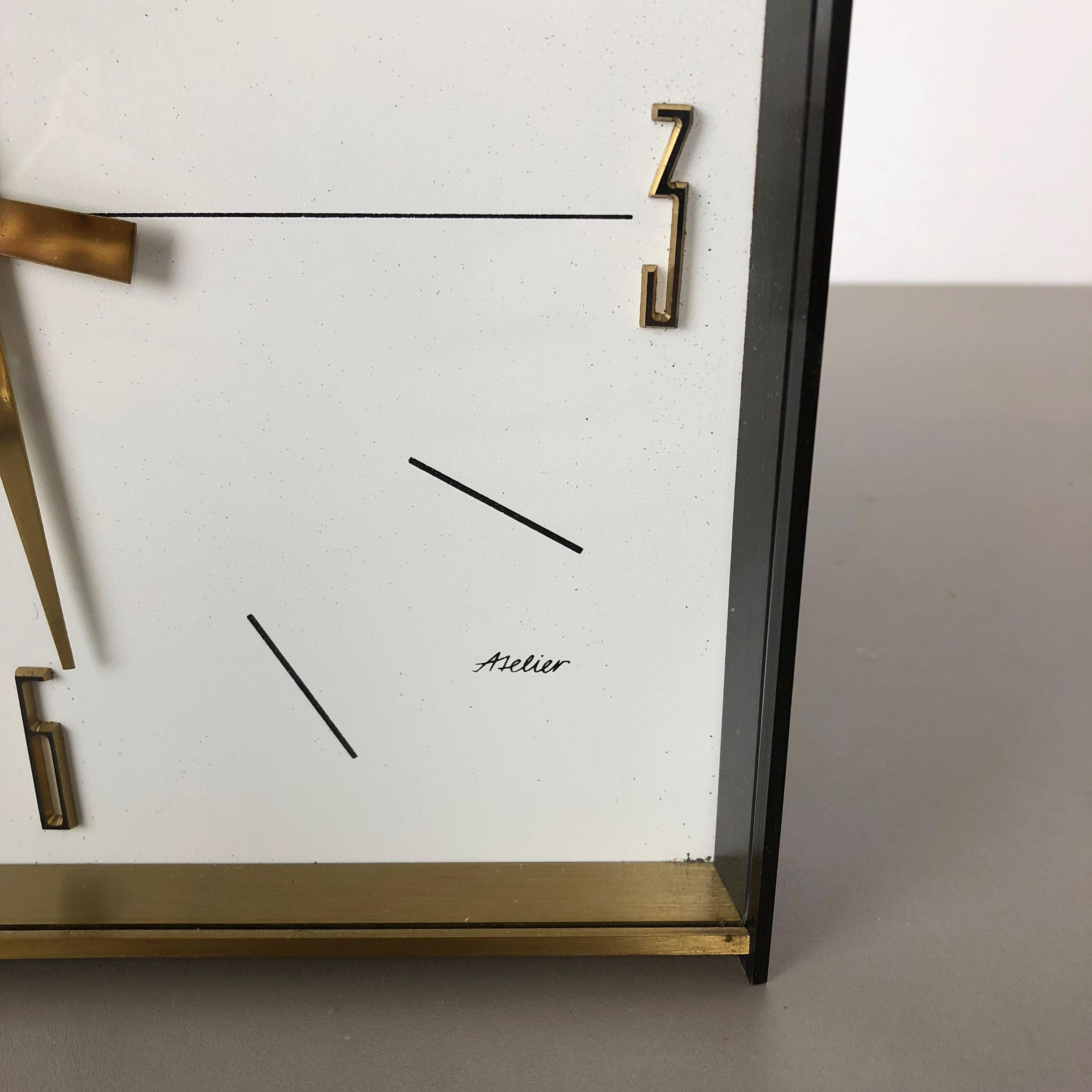Vintage 1960s Hollywood Regency Brass Wall Table Clock Dugena Electric, Germany 1