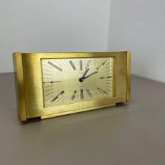 Vintage 1960s Hollywood Regency Solid Brass Table Clock Dugena, Switzerland