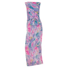 Vintage 1960s I Magnin Vintage Dress in Silk Chiffon Watercolor Evening Dress