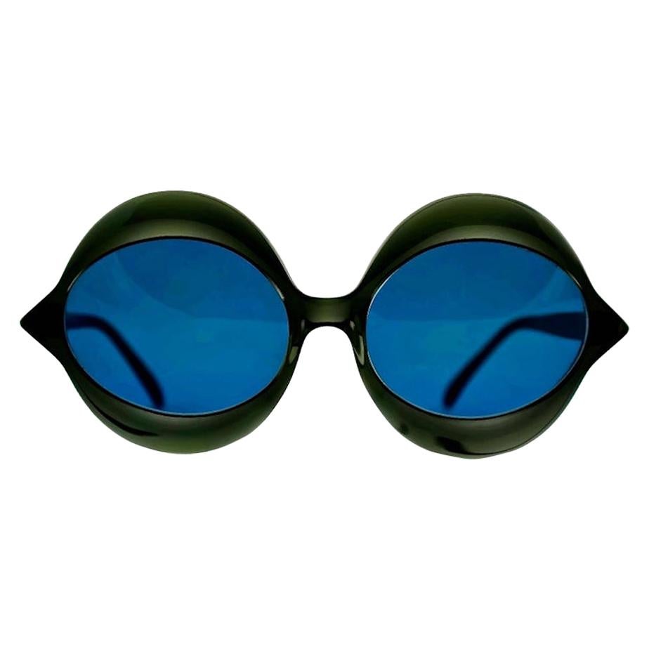 Vintage 1960s Iconic PIERRE CARDIN "KISS" Black Oversized Sunglasses
