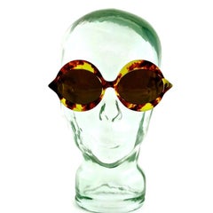 Vintage 1960s Iconic PIERRE CARDIN "KISS" Bright Tortoise Oversized Sunglasses