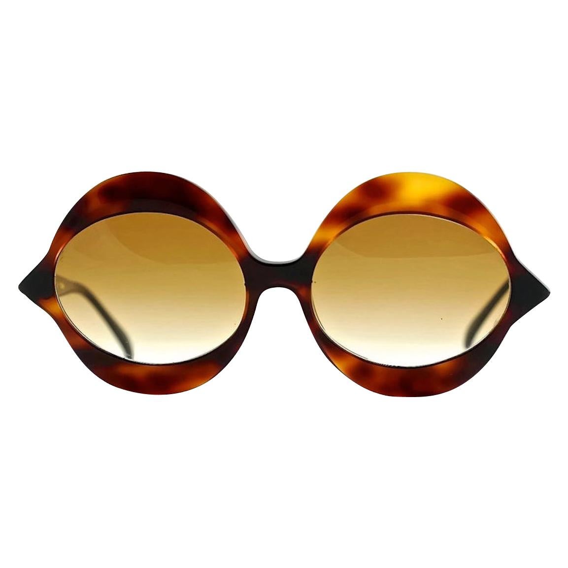 Vintage 1960s Iconic PIERRE CARDIN "KISS" Dark Tortoise Oversized Sunglasses