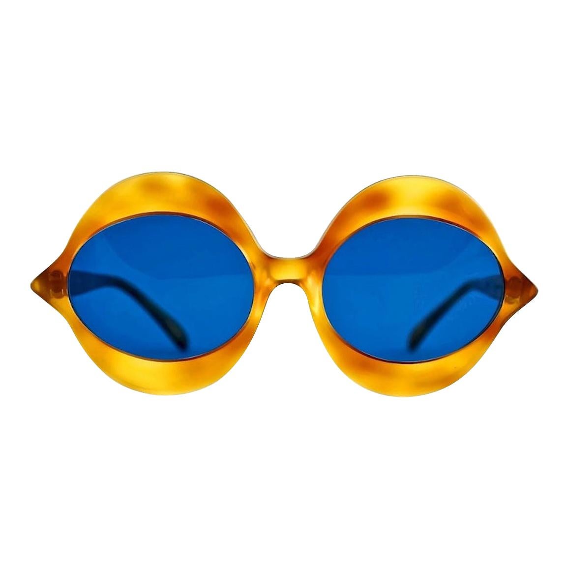 Vintage 1960s Iconic PIERRE CARDIN "KISS" Yellow Tortoise Oversized Sunglasses