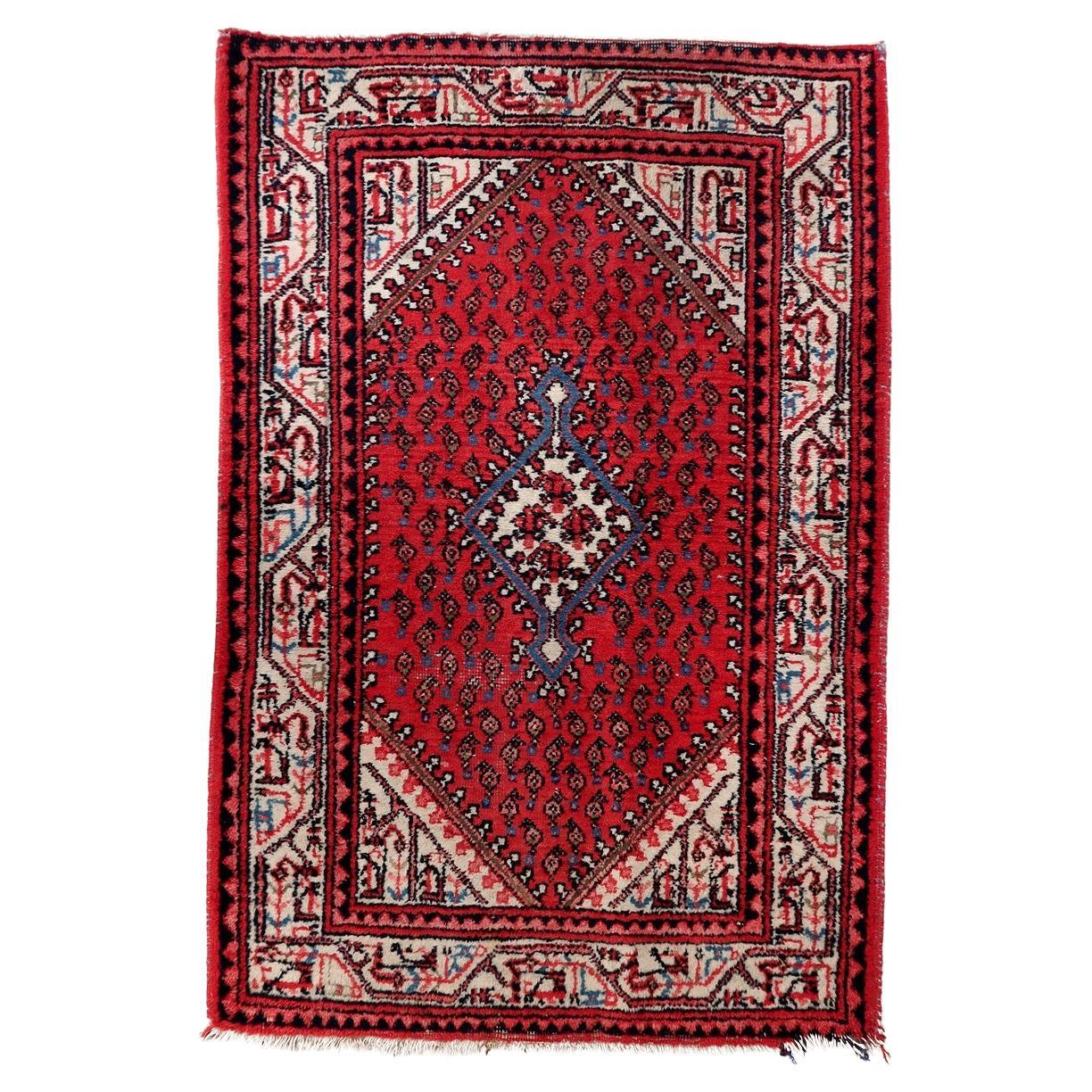 Vintage 1960s Indian Seraband Rug – Hand-Knotted, 1970s 2.9' x 2.11' -1C1251