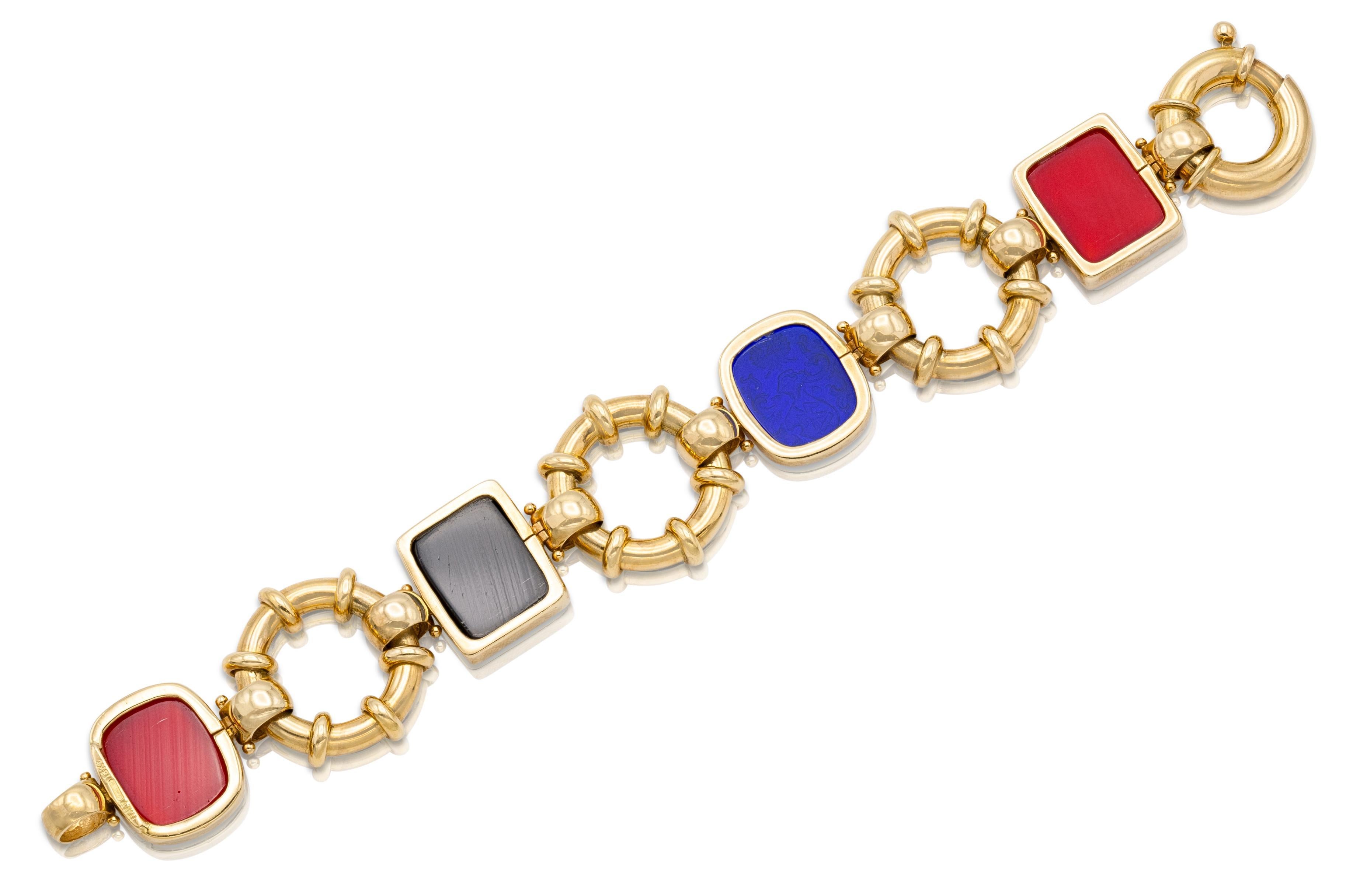 Vintage 1960s Intaglio Link Armband Damen im Angebot