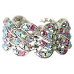 Bracciale con strass iridescenti vintage degli anni '60 strass cristalli pastello
