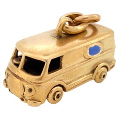 Vintage 1960s Italian 18K Articulating Microbus, Bus, Van Charm