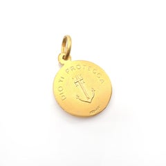 Vintage 1960s Italian 18K “Dio Ti Protegga” (May God Protect You) Medallion, Pen
