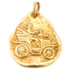 Vintage 1960s Italian 18K Ford Model T Pendant, Open Roadster, Runabout