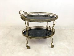 Vintage 1960s Italian Brass Drinks Trolley Bar Cart