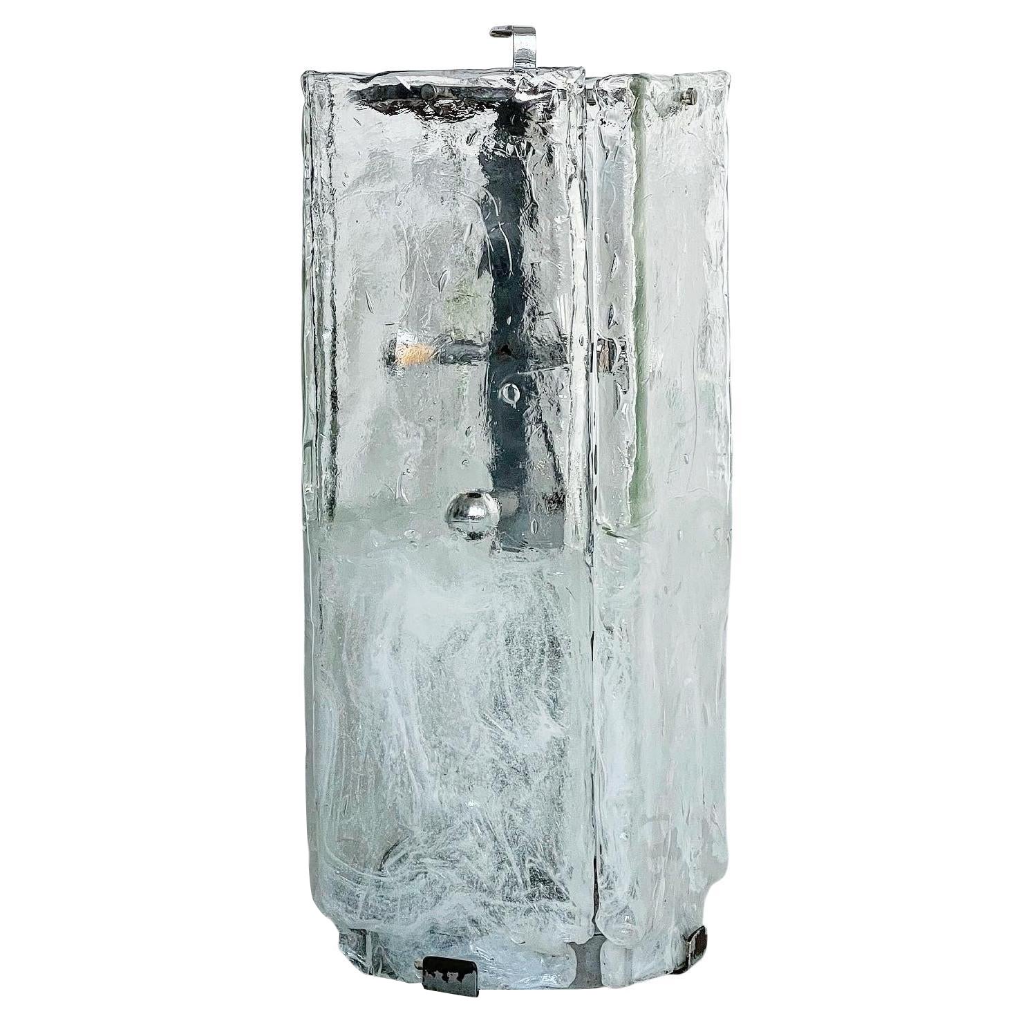 Lámpara de pie italiana vintage de los años 60, estilo Mazzega, cristal de Murano y metal cromado
