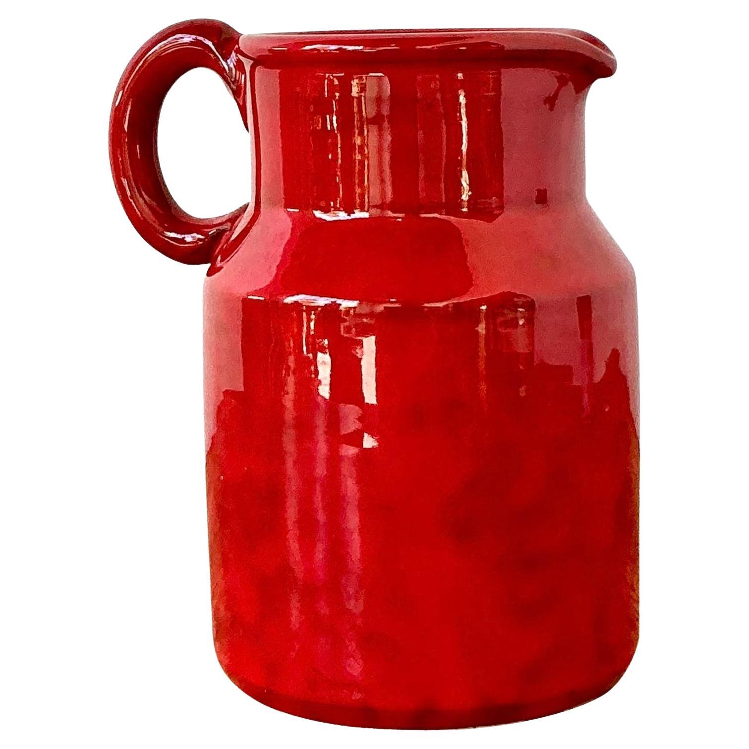 Vintage 1960s Italian Glazed Ceramic Pitcher For Sale