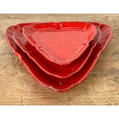 Vintage 1960s Italian Glazed Ceramic Tray Trio