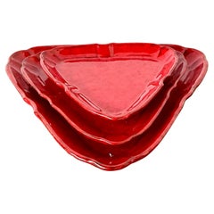 Vintage 1960s Italian Glazed Ceramic Tray Trio