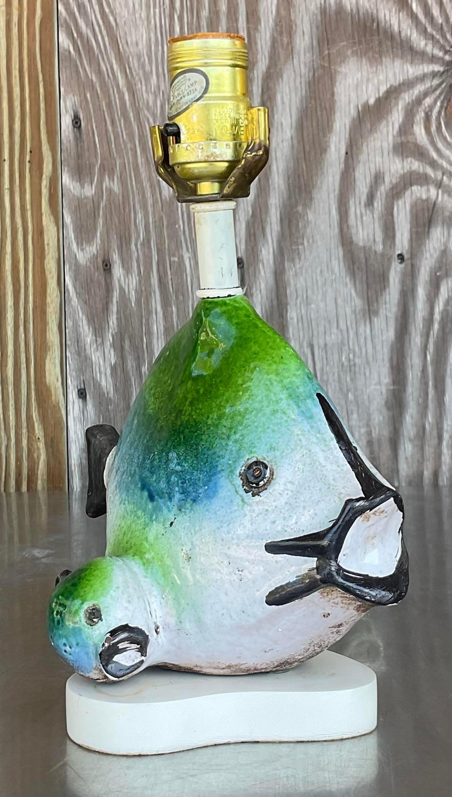 Mid-Century Modern Vintage 1960s Italian Gli Etruschi Fish Lamp For Sale