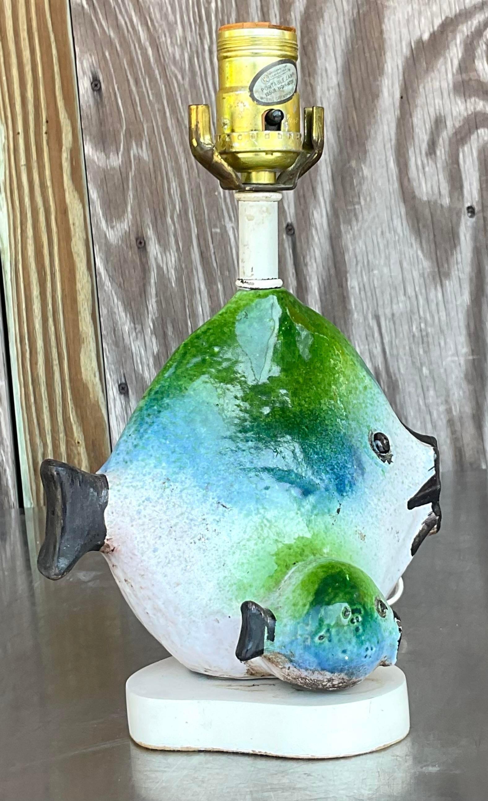 Aluminum Vintage 1960s Italian Gli Etruschi Fish Lamp For Sale