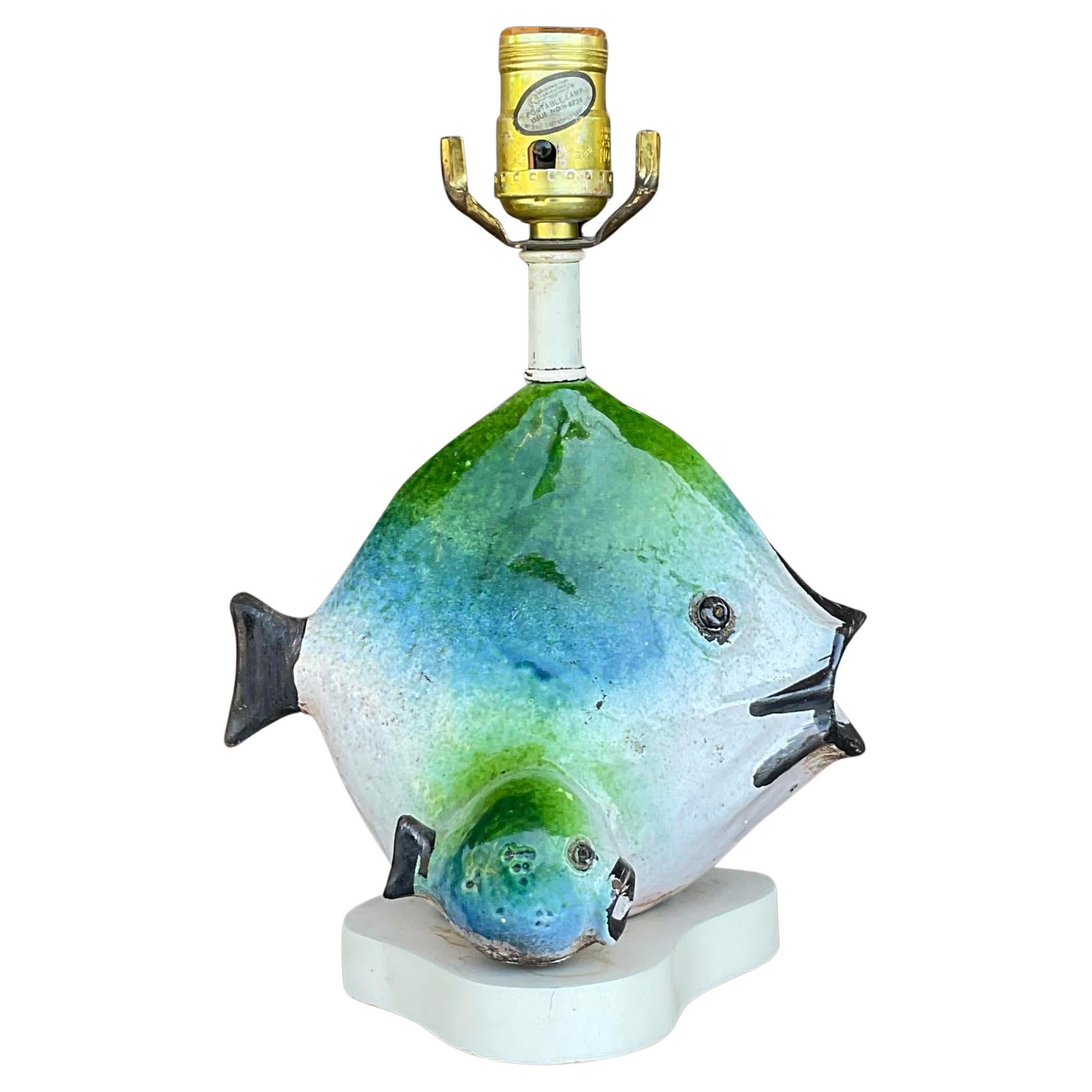 Vintage 1960s Italian Gli Etruschi Fish Lamp For Sale