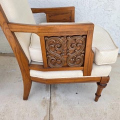 Vintage 1960s Italian Hollywood Regency High Back Lounge Armchairs Pair